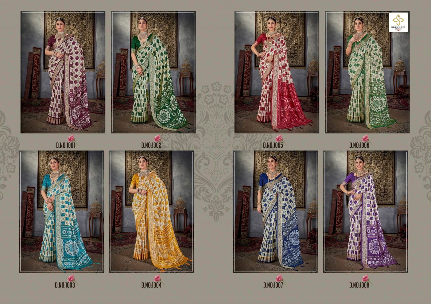 Smart look Vol 12 Shubh Shree Velvet Tusser Silk Designer Sarees Wholesale Online